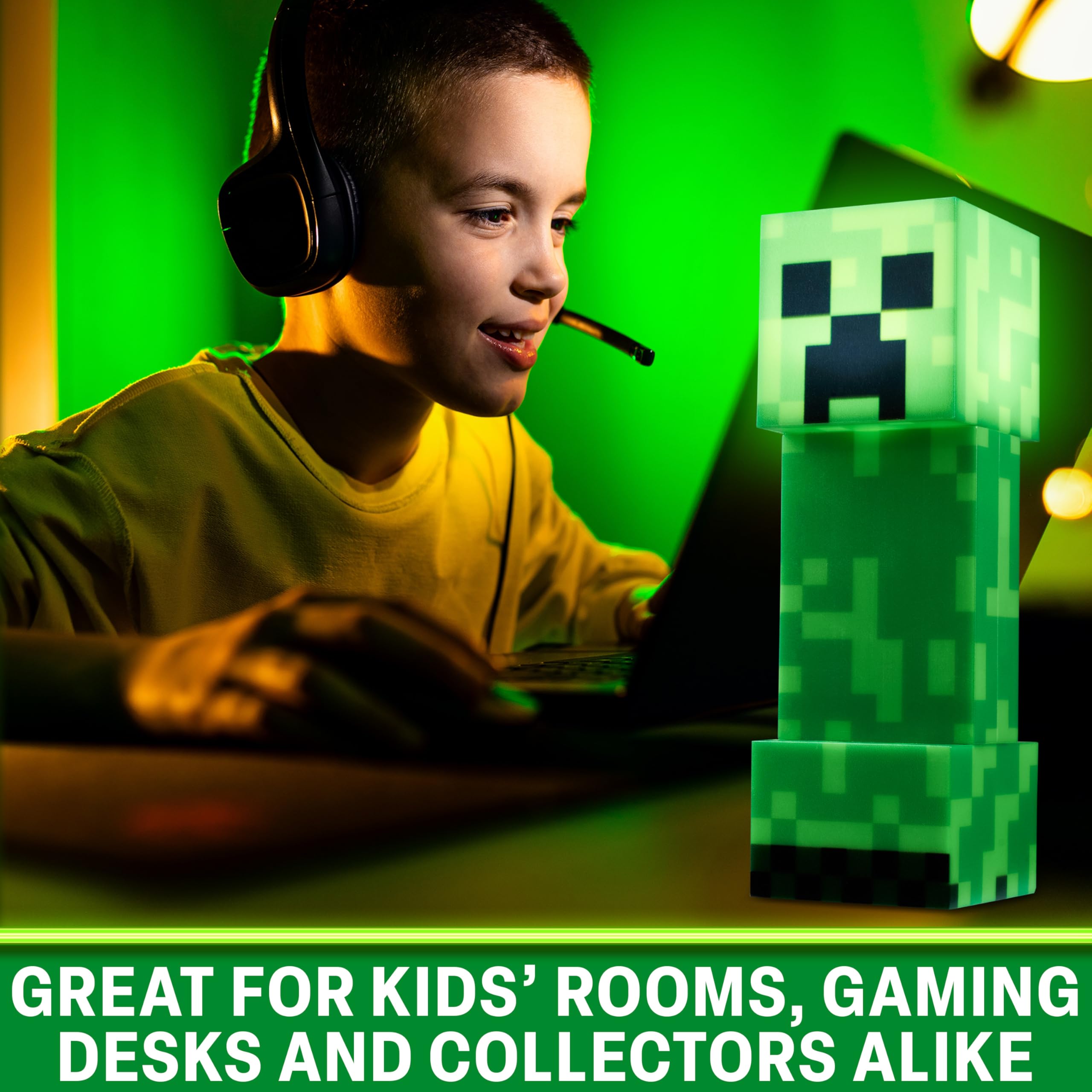 Minecraft Creeper latarka nocna dla dzieci, latarka 2 w 1 i lampa z zasilaniem USB i baterią, dekoracja sypialni, oświetlenie biurkowe, prezenty dla graczy dla chłopców