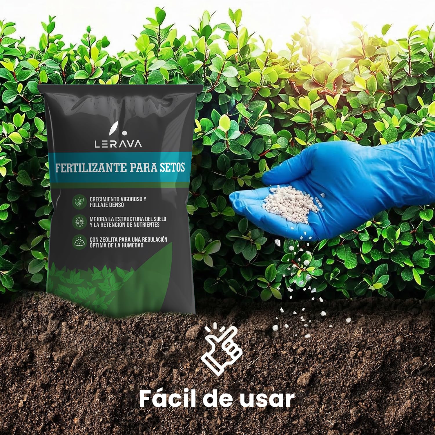 LERAVA® Abono setos [orgánico] - fertilizante coniferas - abono coniferas y setos - microflora y fertilidad del suelo - gránulos con zeolita para una óptima retención de nutrientes y humedad - 9kg
