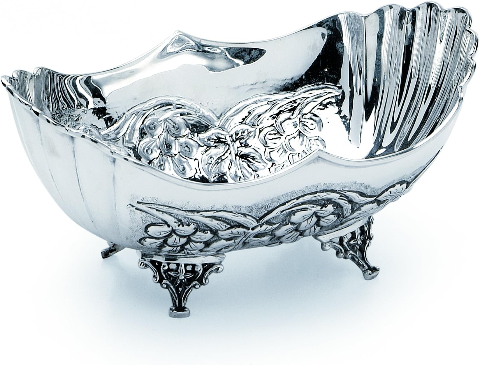 Chinelli Royal Britain Old Sheffield Oval Basket with Feet, Metal, Silver, 27 x 17.5 x 11.5 cm