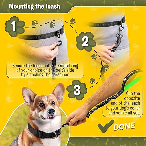 Miniatura 9 de Exquisita correa manos libres para perros medianos máxima comodidad y libertad para correr, caminar, senderismo. Cinturón de correa para perro de