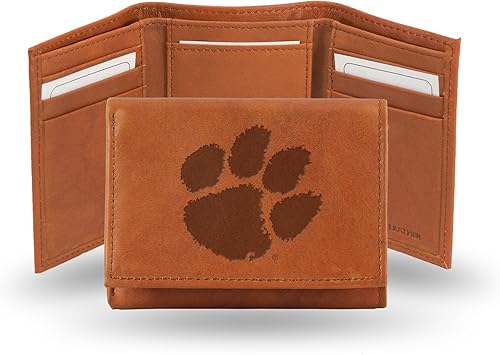 Miniatura 40 de Rico Industries NCAA Alabama Crimson Tide - Cartera triple de piel en relieve, color marrón