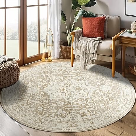 jinchan Round Rug 5ft: Bohemian Charm for Your Home