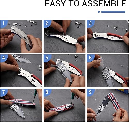 Miniatura 8 de JIN CAPTAIN - Kit de cuchillos plegables, cuchillo de bolsillo D2 hoja G10, cuchillo afilado EDC con clip de bolsillo reversible, hoja de pulido,