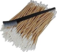 Vista 1 de Kit de limpieza universal tipo III con 200 hisopos de algodón de punta cónica/regular de 6 pulgadas y cepillo de nailon negro de doble cara