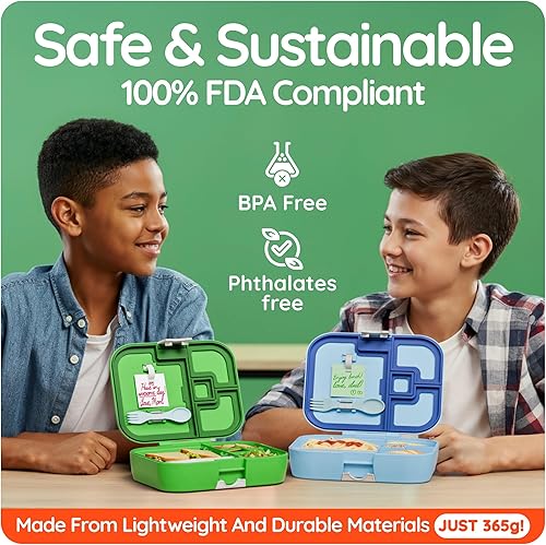 Miniatura 4 de YOOPI Lonchera Bento para niños, a prueba de fugas, sin BPA, con compartimentos. Planificación de comidas saludables en línea, duradera, fácil de
