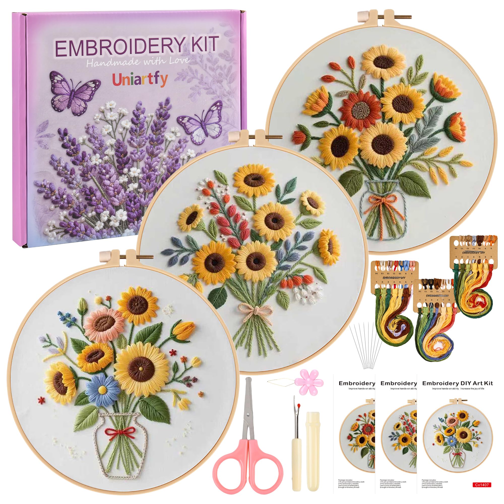 Beginner Embroidery Kit - Butterfly & Tree Designs -11