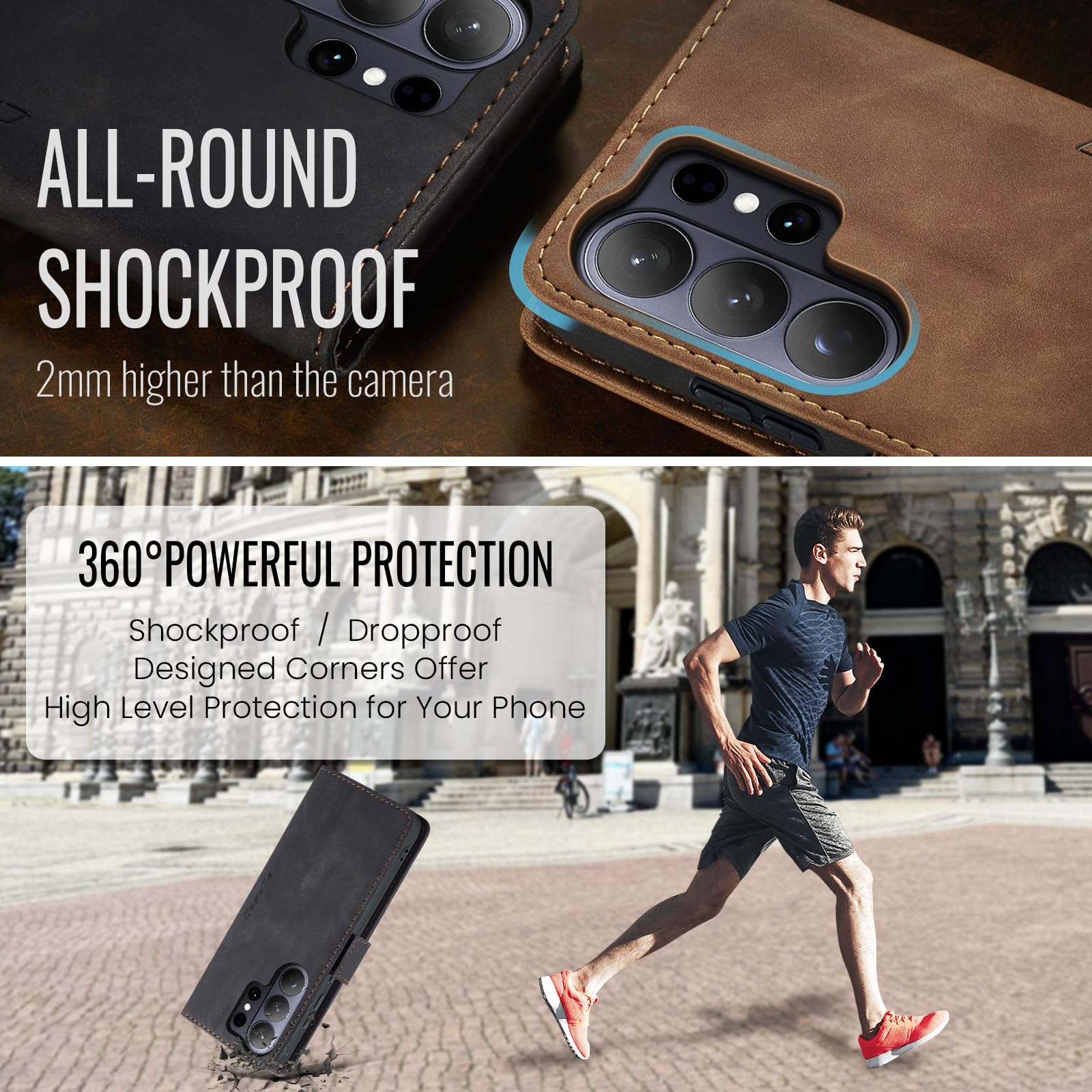 Cover per Samsung Galaxy S26 Ultra 5G, Premium PU Pelle Custodia, Magnetica Carta Fessura Portafoglio Case, Flip Cavalletto Custodia per Samsung Galaxy S26 Ultra - Nero