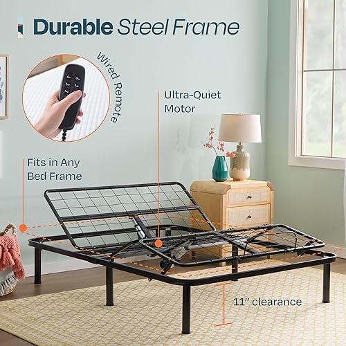 Miniatura 3 de LINENSPA - Base de cama ajustable con inclinación para cabeza y pie rápido y fácil de montar color negro tamaño Queen