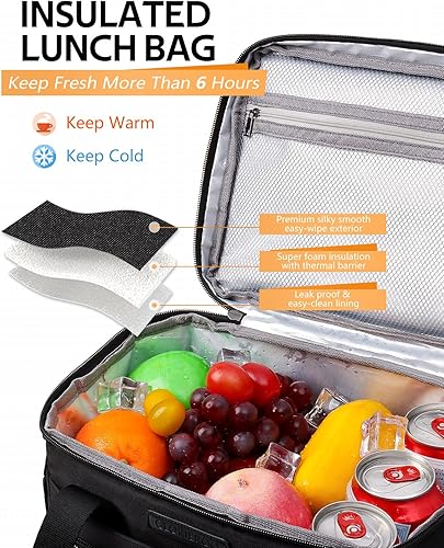 Miniatura 5 de GLORIEROO Lonchera para mujer 2024, bolsa de almuerzo 3 en 1 para mujer, gran regalo para mujeres, bolsa enfriadora extraíble de doble cubierta a