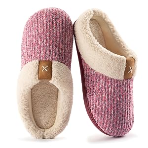 ULTRAIDEAS Womens Indoor Bedroom Slipper with Memory Foam Gift for Women Wool-Like House Shoe with Anti-Skid Rubber Sole