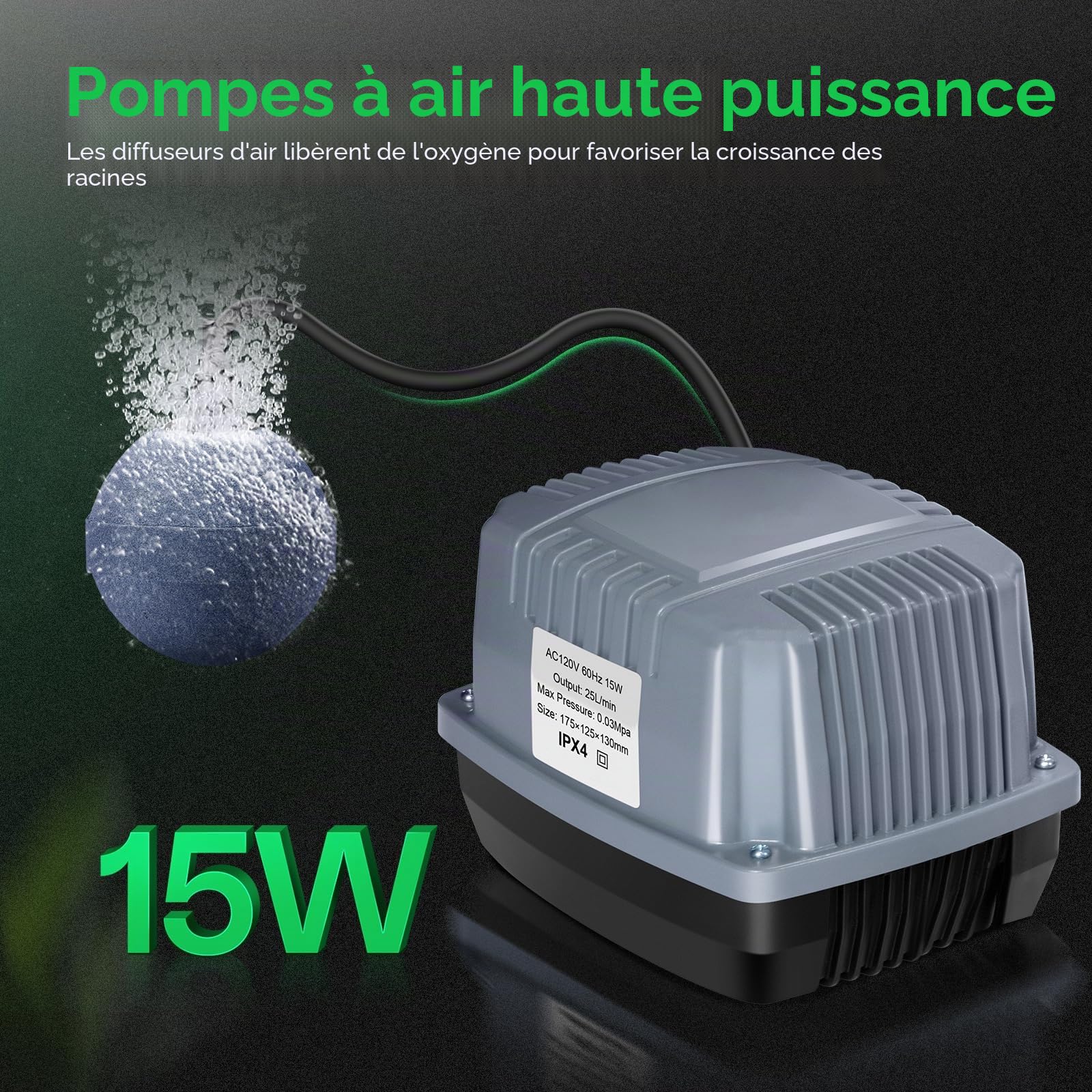 VIVOSUN DWC Système de culture hydroponique, culture d'eau profonde, système de jardin à recirculation goutte à goutte avec tuyau à air multifonction, pompe à air et pierre à air