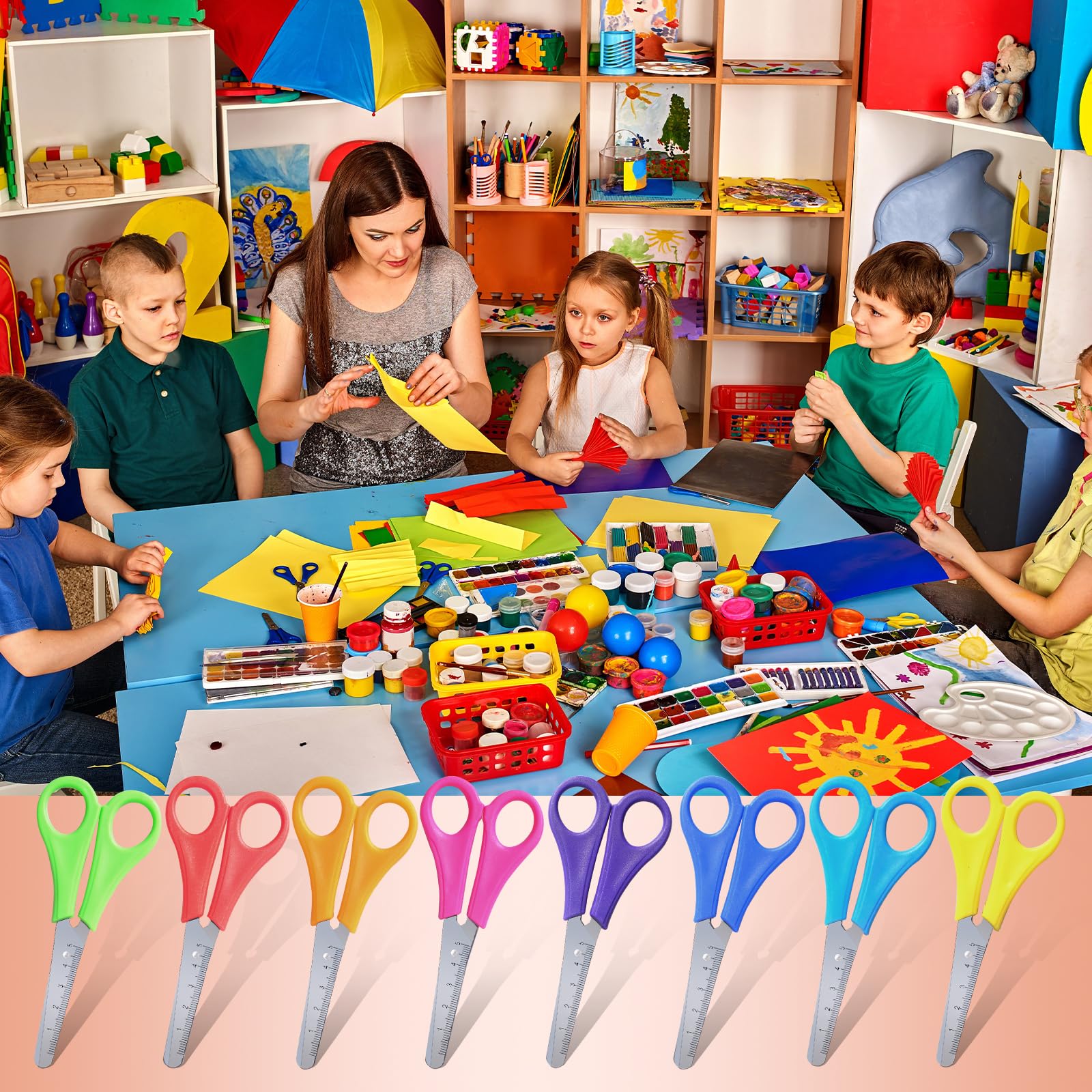 400 Stück Kinderscheren, 12,7 cm, stumpfe Sicherheitsspitze, 8 Farben, komfortable Griffe, Mehrzweck, ideales Geschenk für Schule, Büro, Zuhause, Basteln