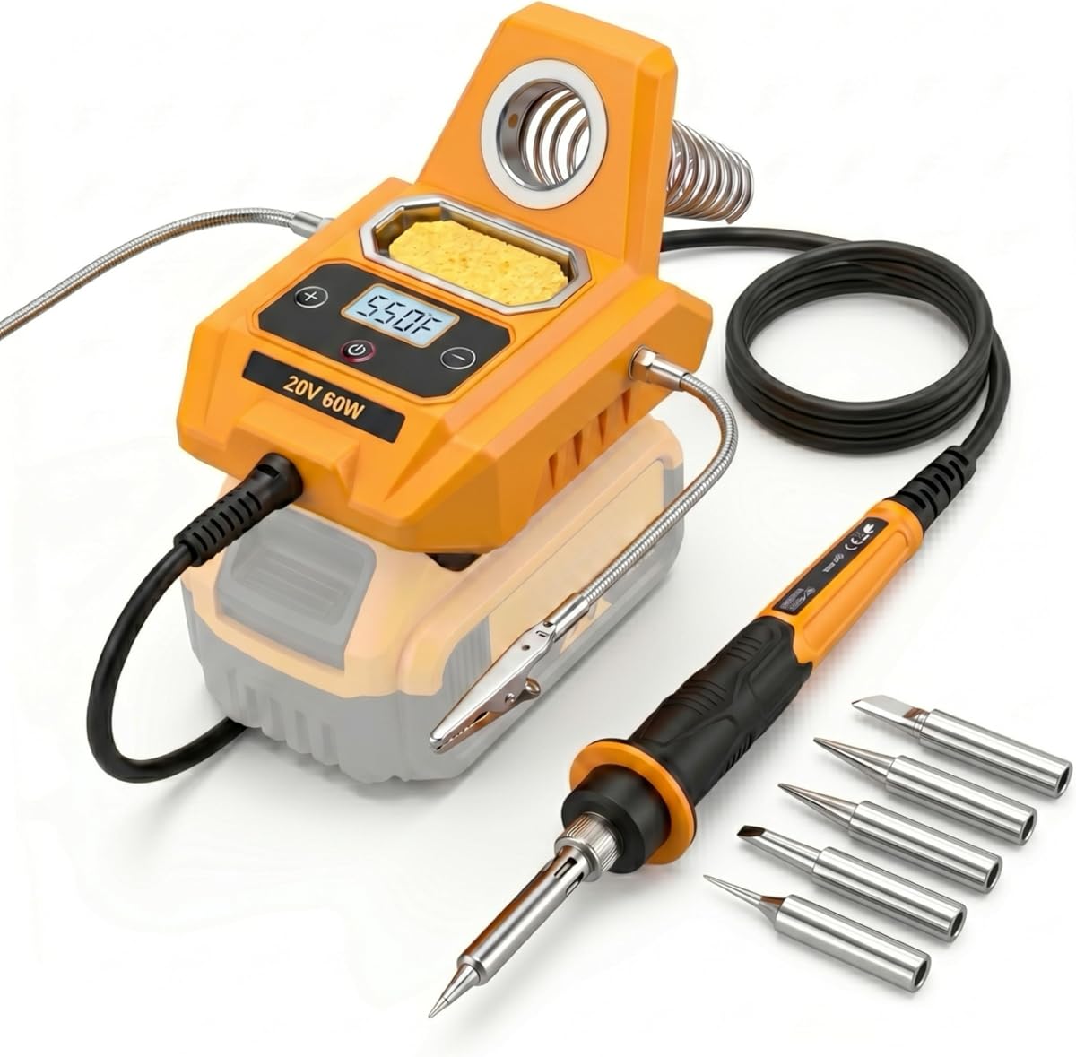 Cordless Soldering Iron Station Compatible with Dewalt 20V Max Battery (NOT Included), Portable Soldering Iron with Digital Display/Auxiliary Helpers for DIY Repair Welding Works