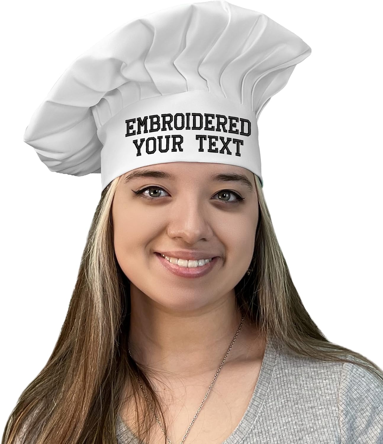 Personalized Chef Hat with Custom Embroidered Name or Text – Adjustable Professional Cooking Hat for Men & Women, Baking, BBQ, Kitchen, Restaurant Use