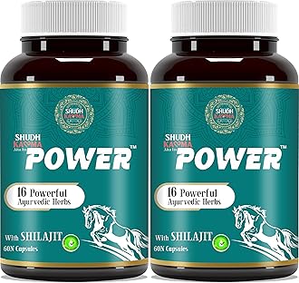 Shudh Kaama Power with Original Shilajit, Gokhru, Ashwagandha & Safed Musli for Strength, Stamina, Energy and Muscle Gain – (Pack of 2) 120 Capsules