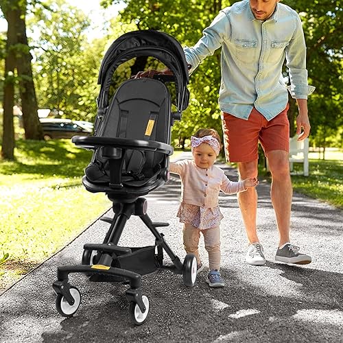 Miniatura 2 de UNISWAN Cochecito de bebé compacto y ligero para bebés y niños pequeños, asiento giratorio de 360 con bolso multifuncional y sombra para dormir y