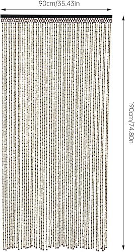 Miniatura 4 de DNYSYSJ Cortina con cuentas de madera natural y bambú, 49 hebras, diseño liso de 74.8 pulgadas, cuentas de bambú y madera para puerta, cortina