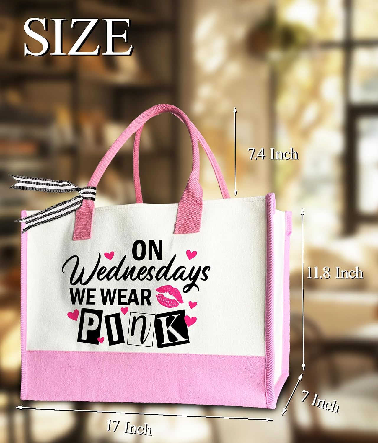 Aesthetic Canvas Tote Bag for Women Girls, Large Tote Bag for Friends Colleagues Leader Manager, 17 x 11.8 x 7 inches image 5