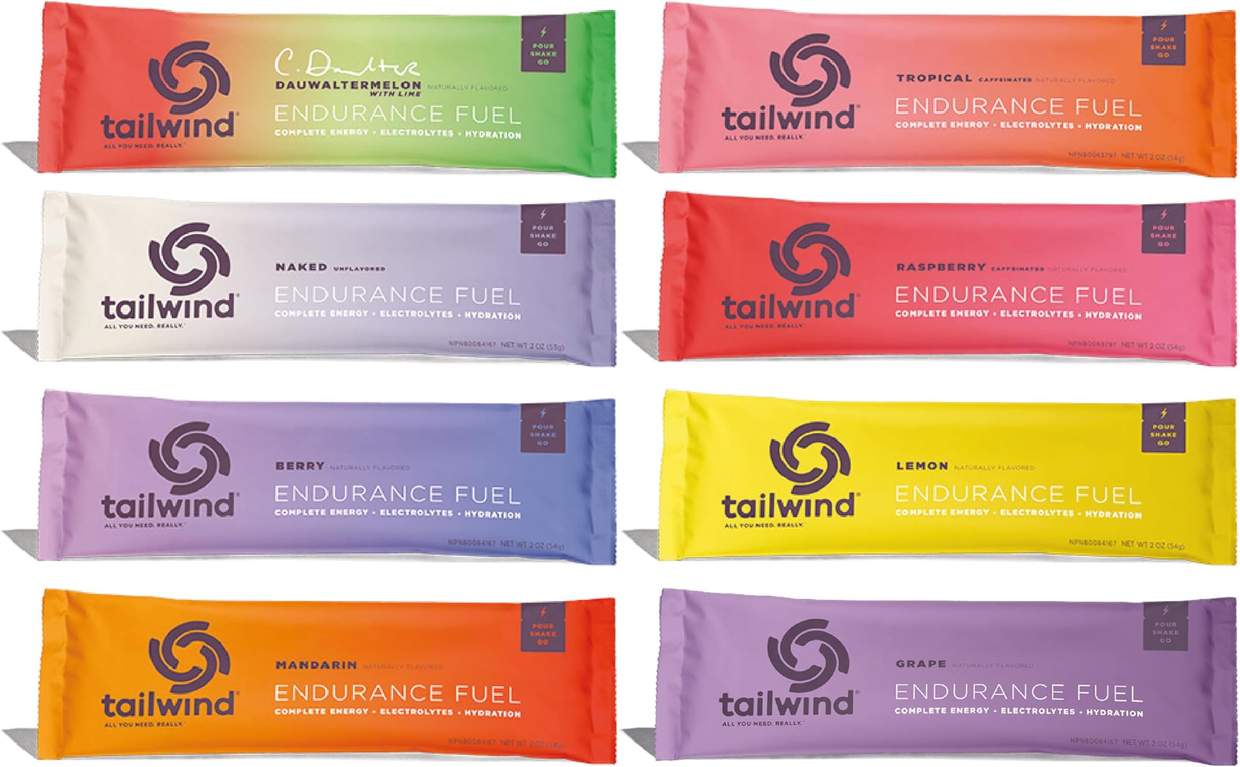 Tailwind Nutrition Endurance Fuel 8 Stickpack Starter Set for Running, Cycling, Marathon, Triathlon, Ditch the Energy Gels, Bars, Chews and try Tailwind as a replacement