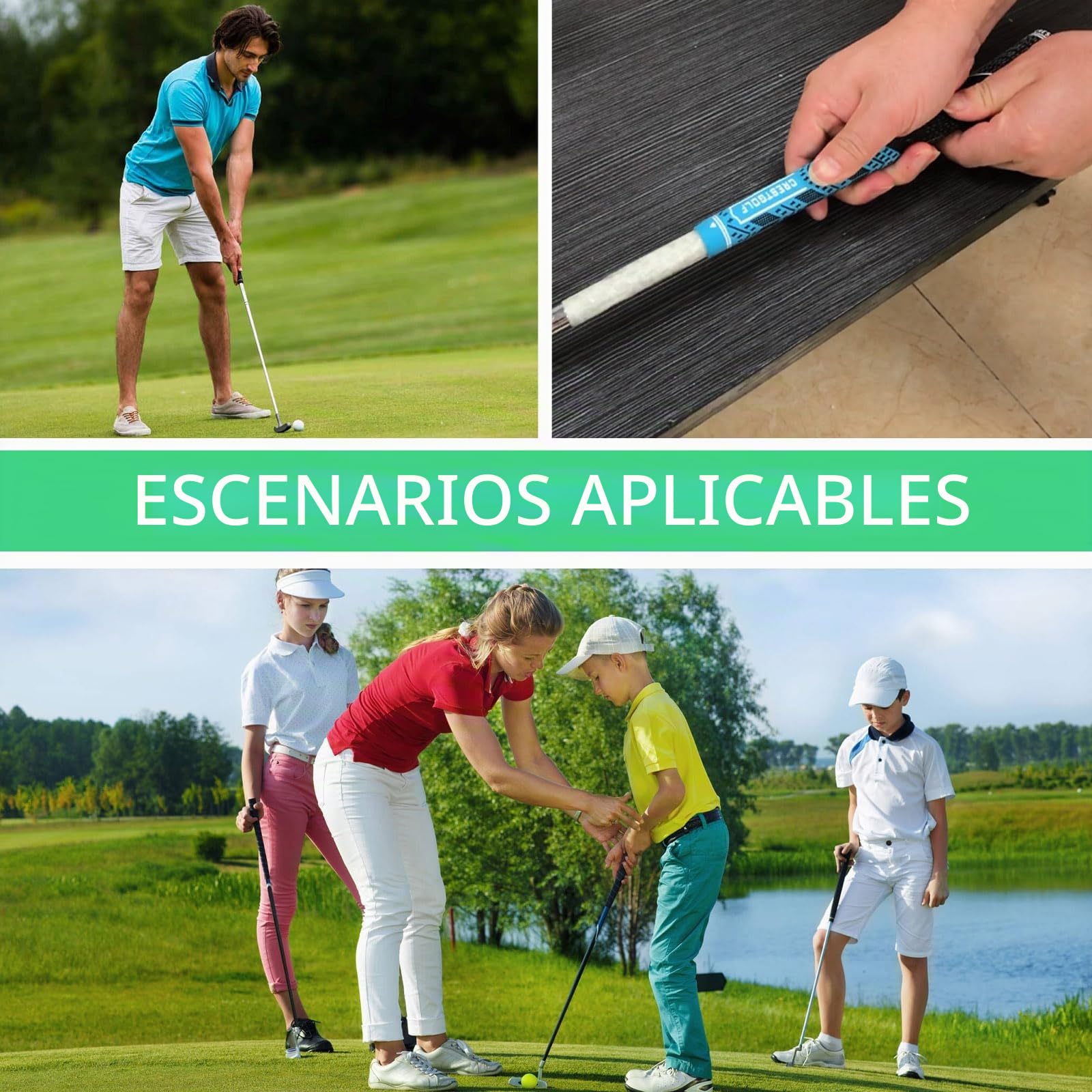 Crestgolf Cinta de Agarre de Golf de Doble Cara,para instalación de Agarre de Palos de Golf, Cinta de Agarre Multifuncional de Tira de Agarre de Golf, Tiras cropables de Fuerte adherencia, 185 Palos