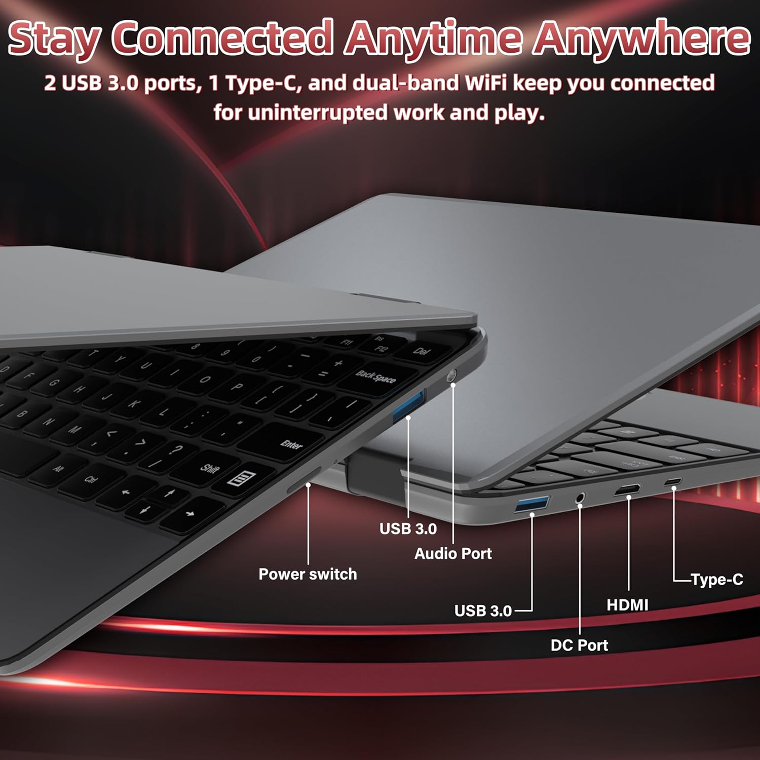 11" 2-in-1 Touchscreen Laptop, Celeron N100, 16GB DDR4 RAM, 1TB M.2 SSD, FHD (1920x1200) IPS, 360° Flip Design, Backlit Keyboard, USB Type-C, Wi-Fi, for Work & Study (US N100 16+256 G)