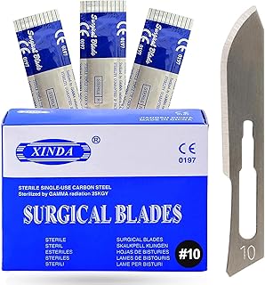 MuskalMed Disposable Scalpel Blades #10 Pack of 100, Size 10 Blades, High Carbon Steel Dermaplane Blades. Individually Wrapped Scapel Blade, Sterile