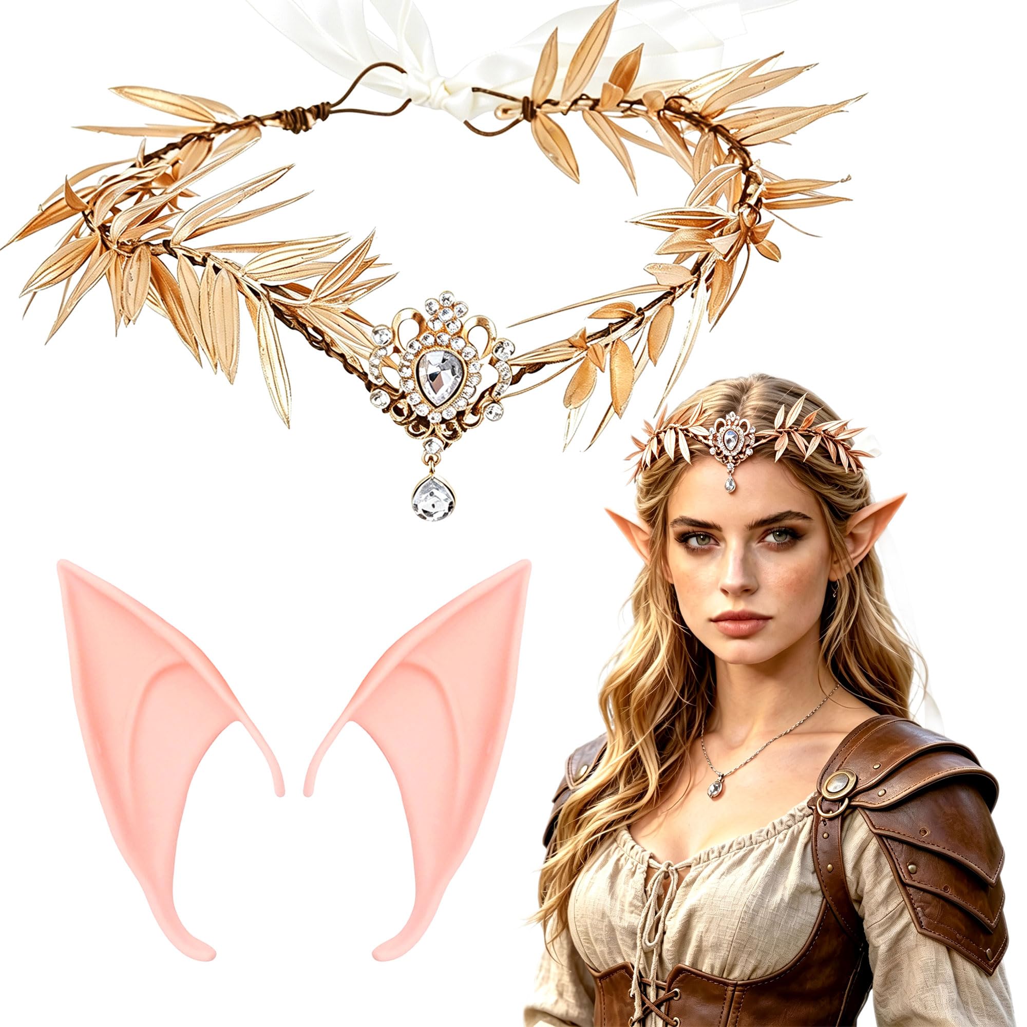 LaVenty Elf Crown Black Fairy Costume Medieval Viking Fairy Headpiece