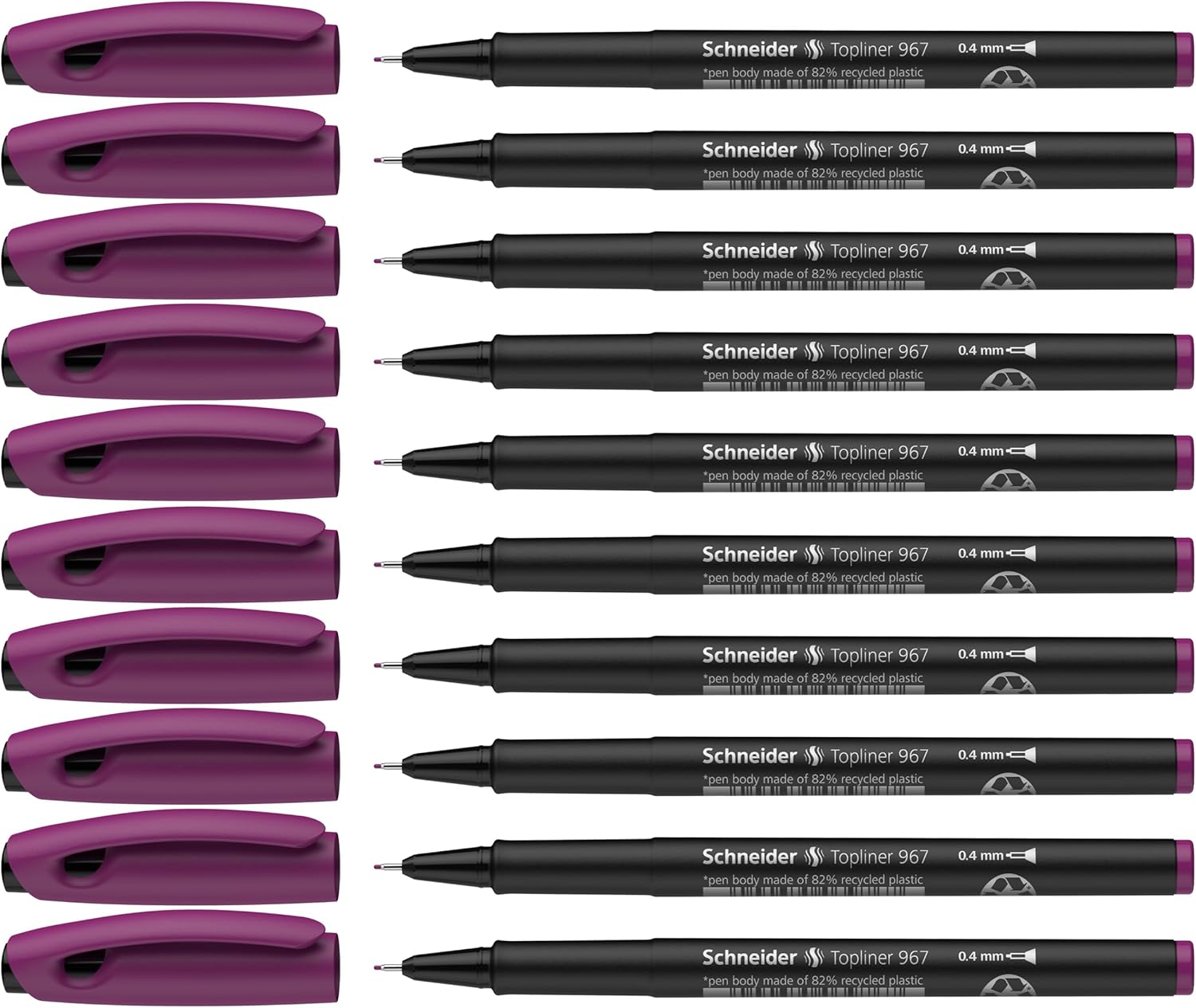 Schneider Topliner 967 Fineliner Pens 0.4 mm Pack of 10 Purple