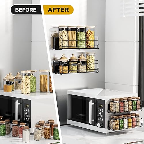 Miniatura 4 de Thideewiz Paquete de 4 estantes magnéticos móviles para refrigerador, negro mate