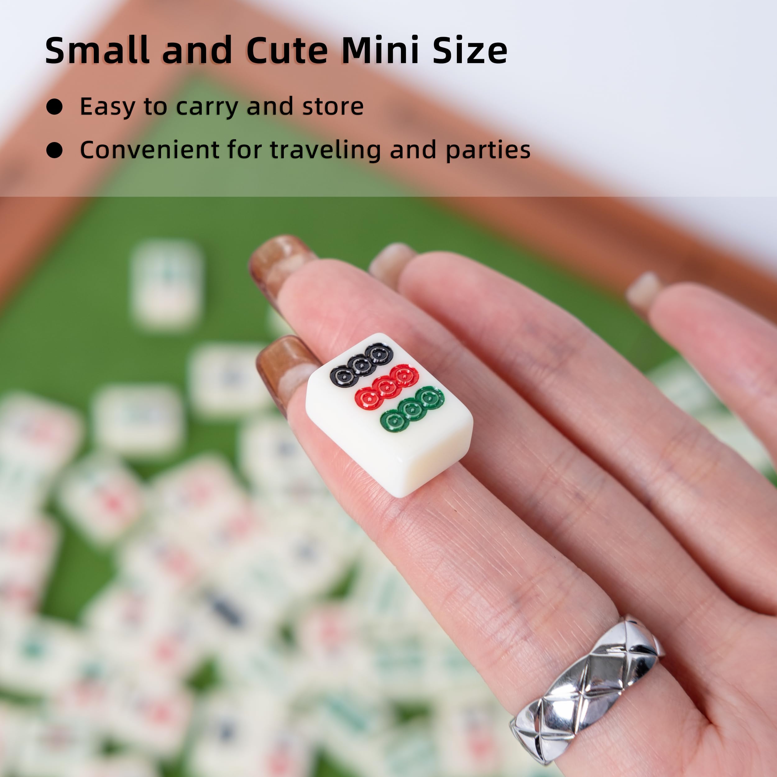Mini Mahjong Set - Kompakte Reiseversion Aus Melamin, Handgerollte Steine In Praktischer Aufbewahrungsbox