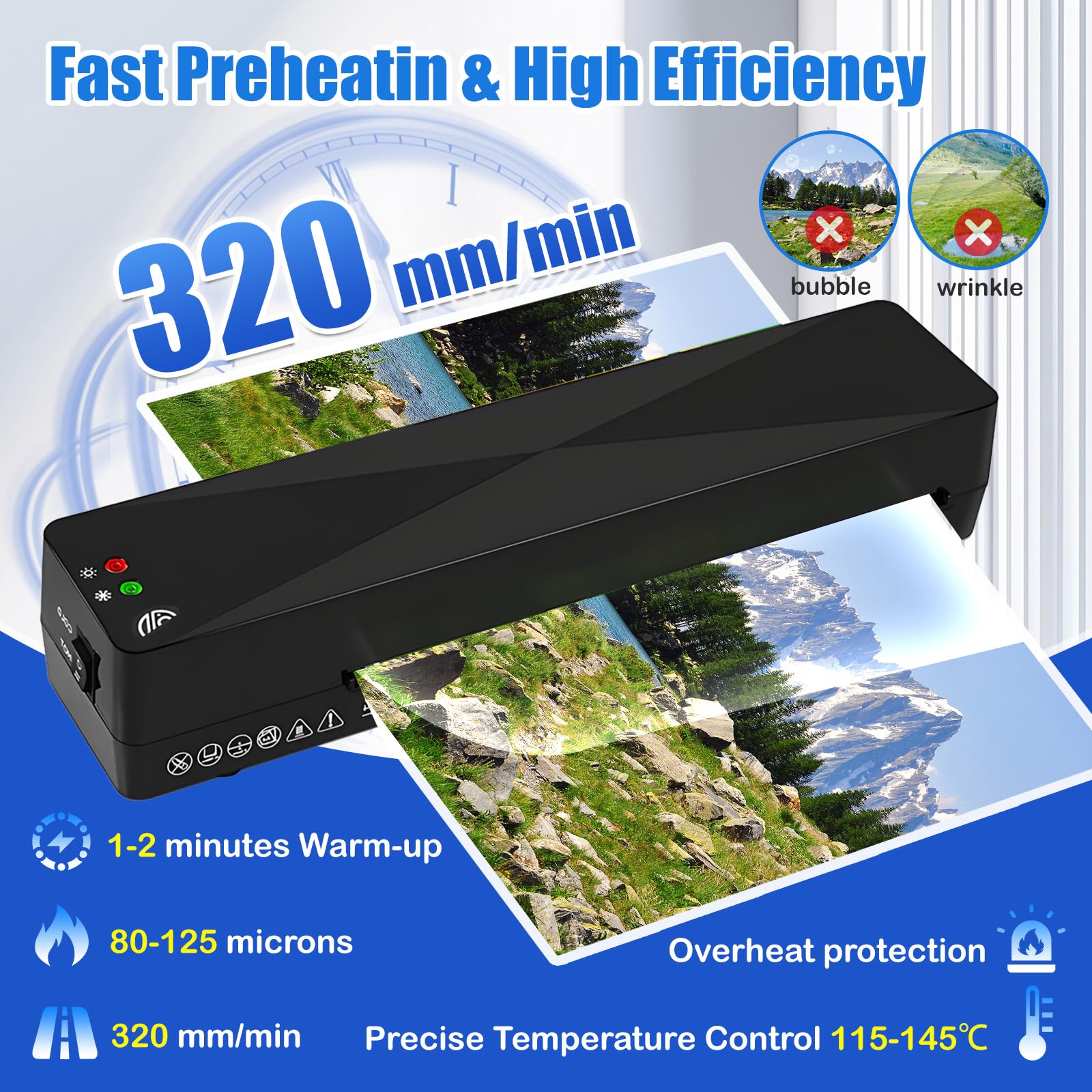 Plastificadora A4, Máquina Térmica para Plastificar en Caliente y en Frío,Tiempo de Calentamiento de 1-2 Minutos,Laminadora para A4,Plastificazione Rapida para Oficina, Escuela y Hogar