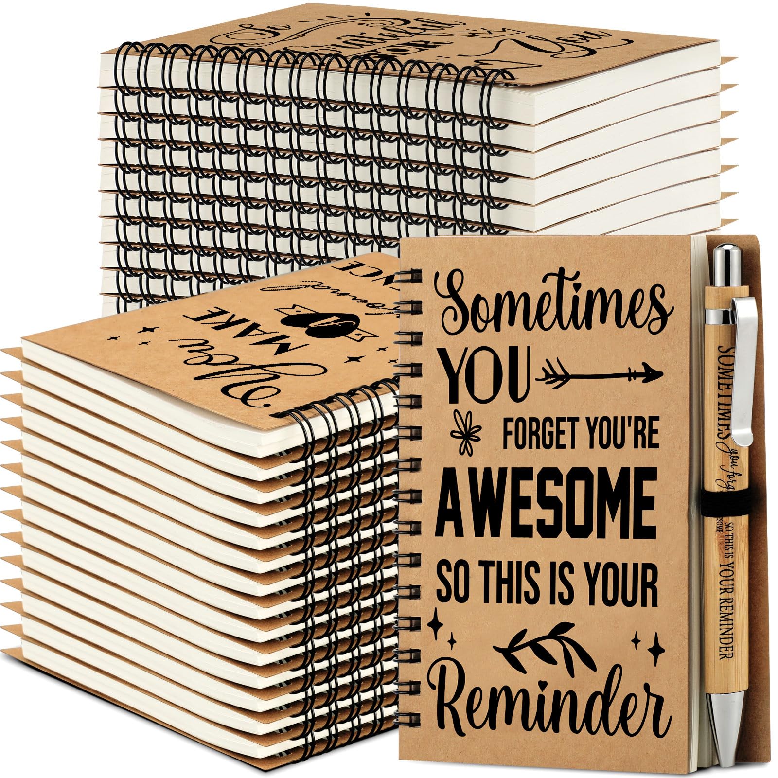 Tenceur 64 Sets Employee Appreciation Gifts Bulk Inspirational Spiral Notebooks with Motivational Pens Small Notepads for Coworkers Office Staff Team