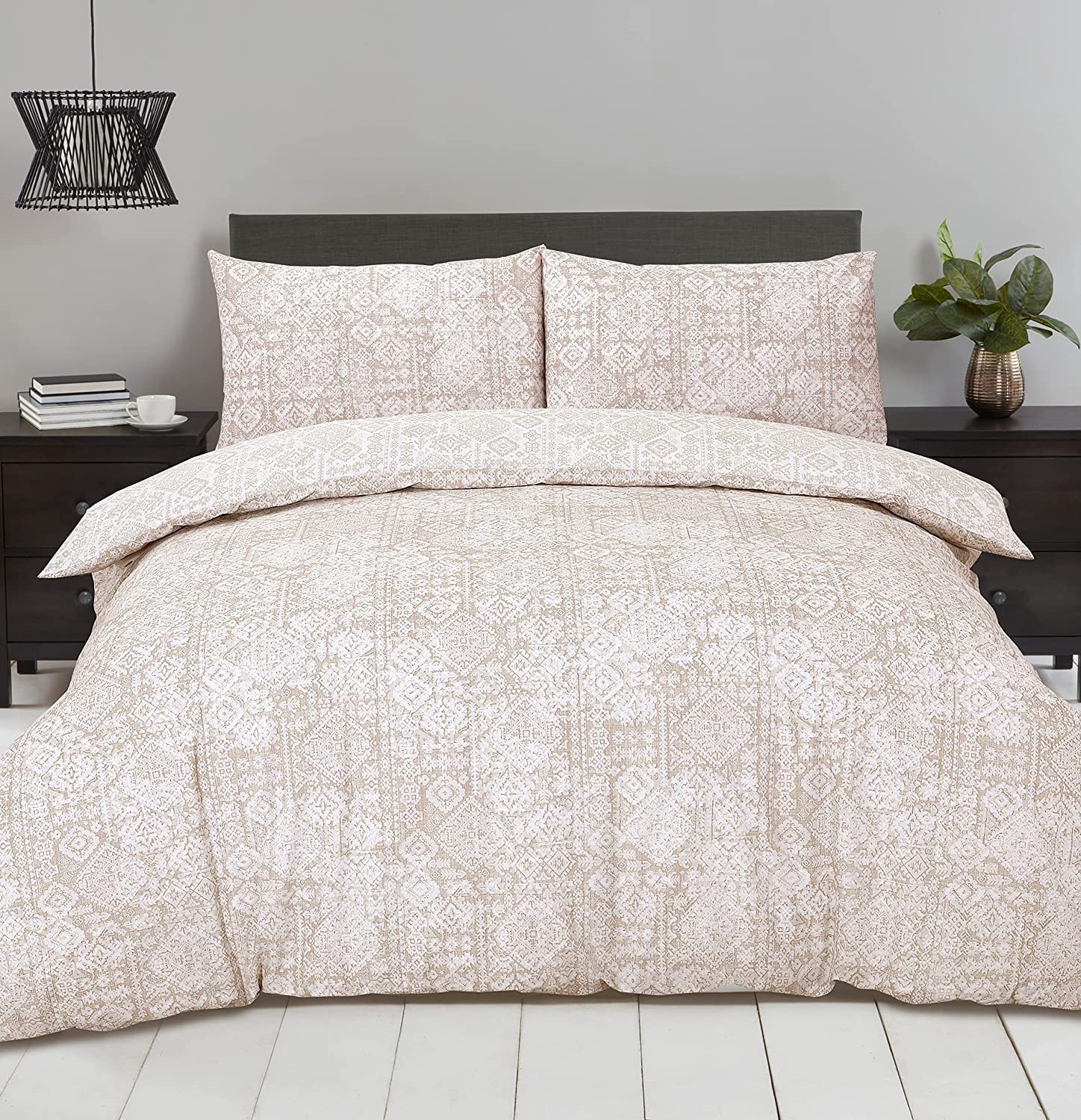 Night Comfort King Size Duvet Cover Sets – Modern Printed Polycotton Duvet Cover with 2 PillowCovers – Easy Care Bedding Set