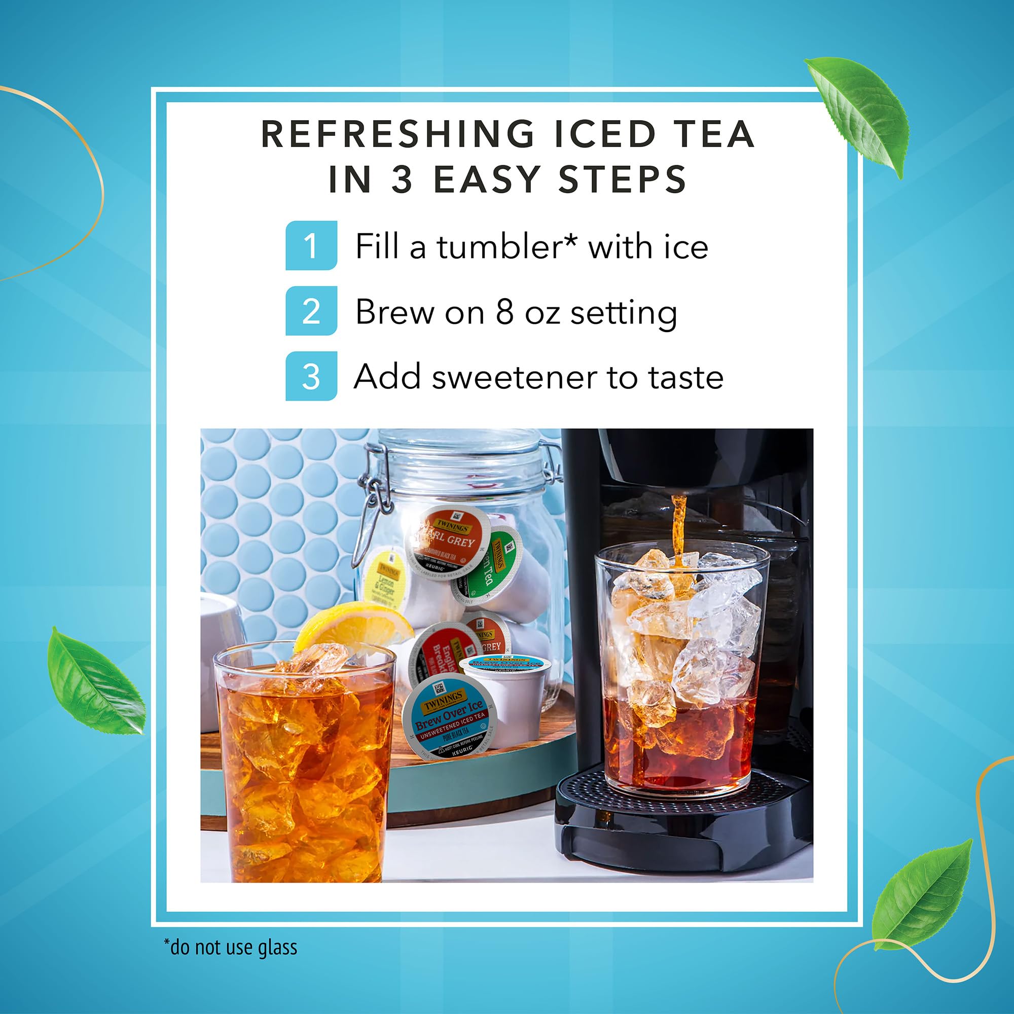 Twinings Brew Over Ice unsweetened Black Iced Tea K-Cup Pods for Keurig, Caffeinated, 12 Count (Pack of 6)