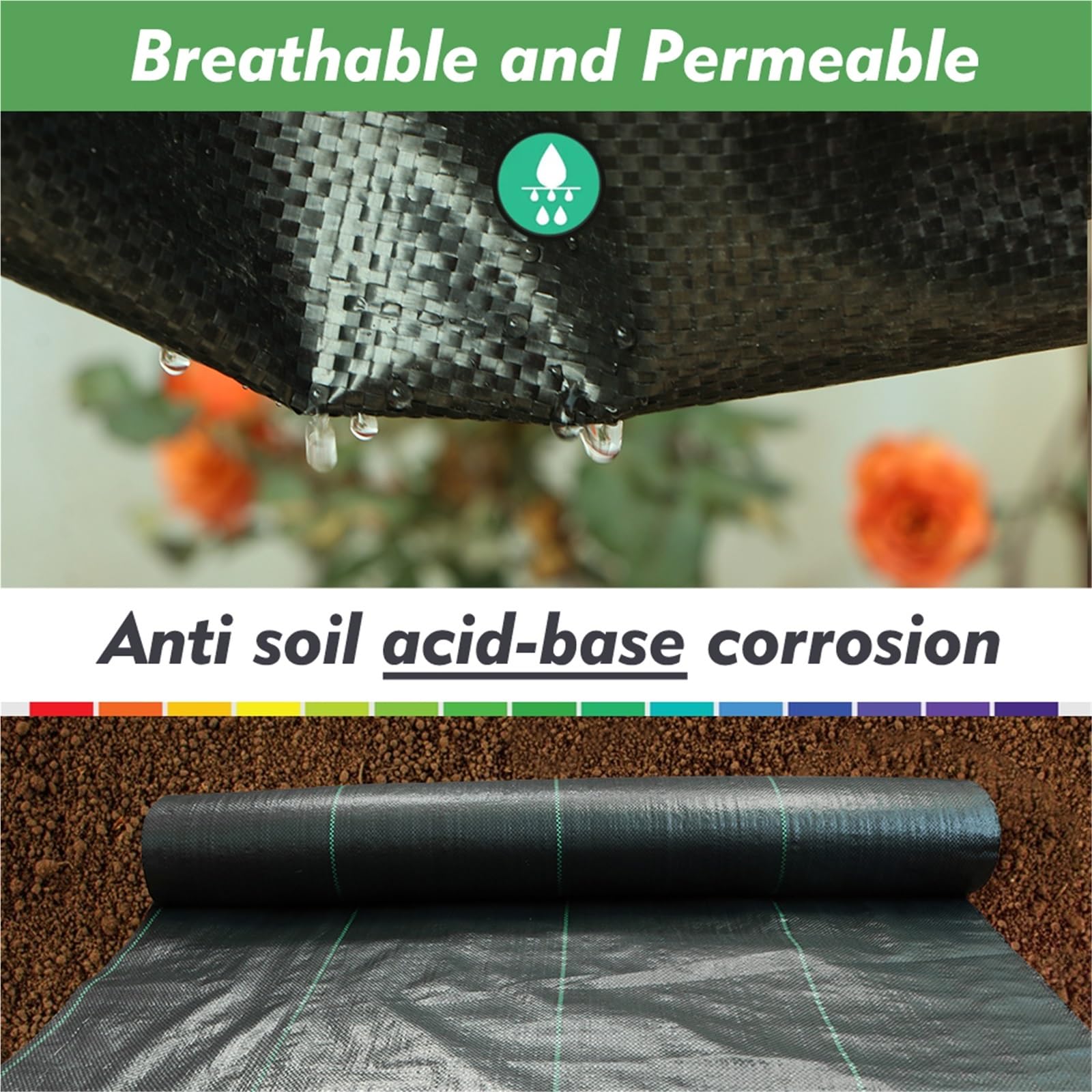 Manta Antihierbas Tela de cubierta suelo barrera contra malezas duradera PE | Paño de césped duradero y estera de mantillo for huerto, agricultura, jardinería, paisaje(Length-10M,Width-2M)