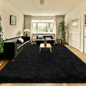 HOMORE Black Rug 8x10 Rugs for Living Room, Large Fluffy Carpet for Bedroom, Super Soft Shag Rug for Kids Nursery Boys Girls Room Dorm Decor