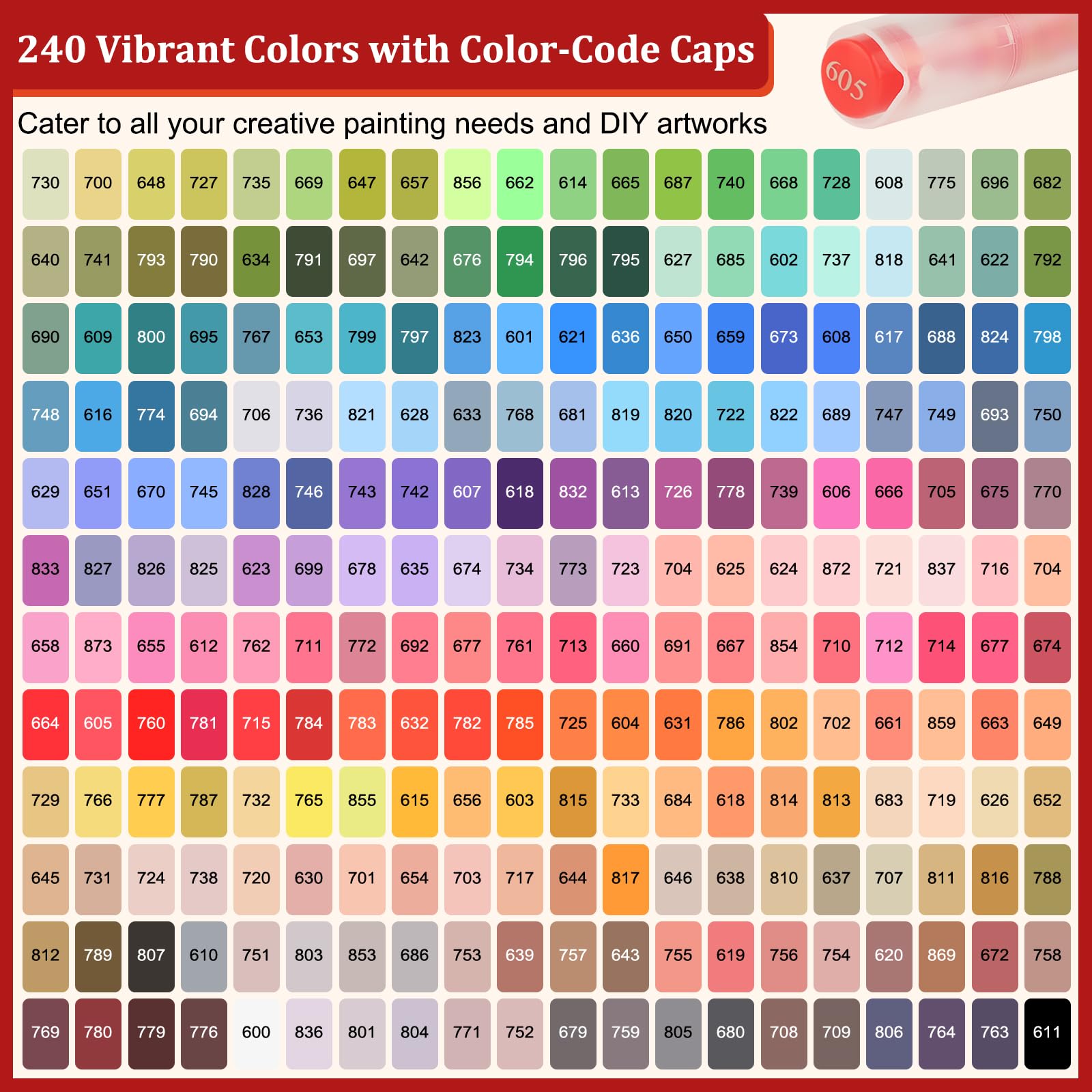 pennarelli acrilici, 240 colori pennarelli con punta di pennello flessibile, liquido diretto acrylic marker per pittura su roccia, ceramica, legno, vetro