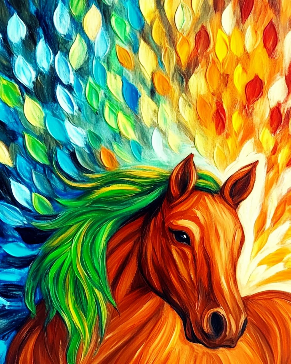 Liubaishi Multicolour Paint By Numbers For Adults, Colourful Mane Autumn Horse, 40X50 Cm Acrylic Canvas Kit