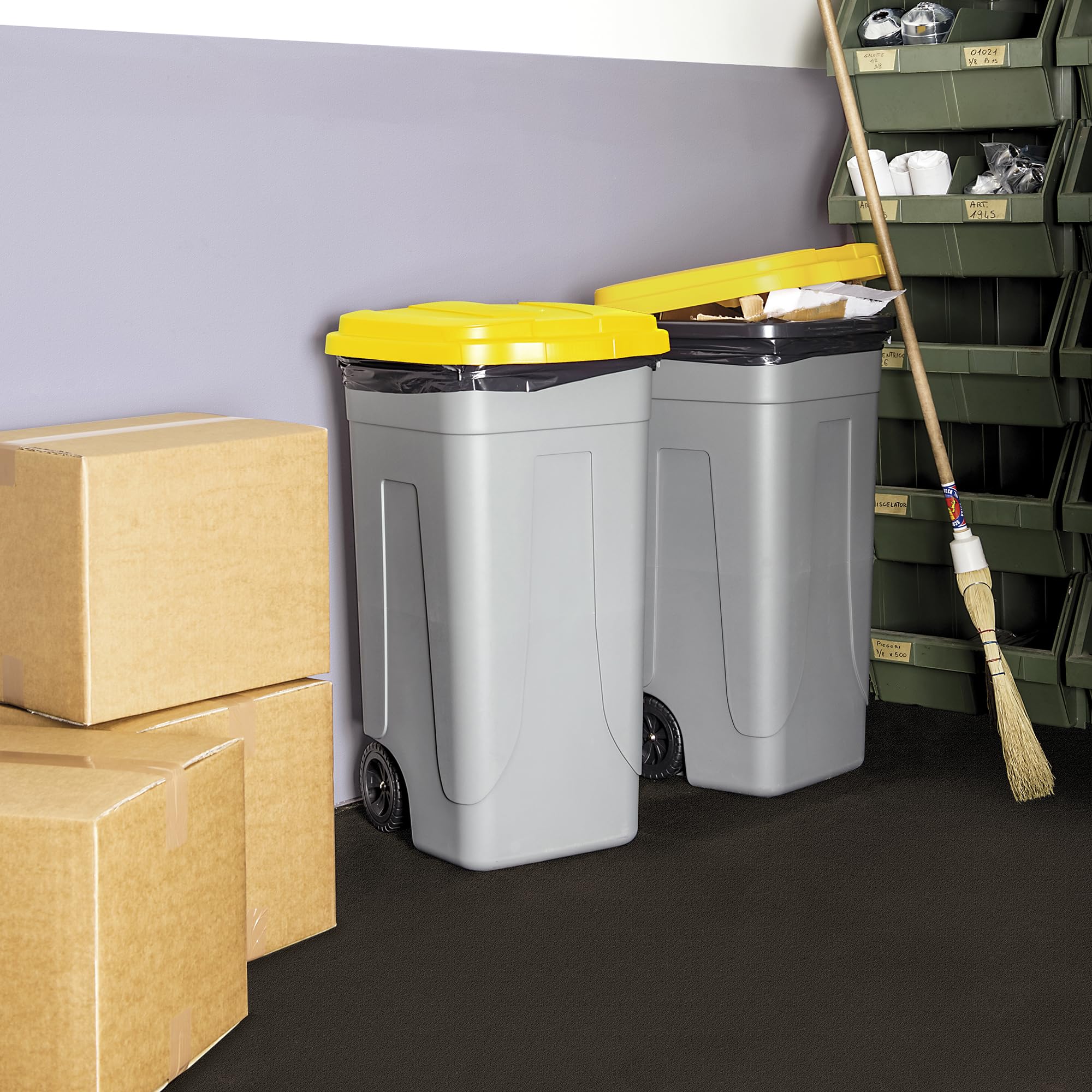 Mobil Plastic Poubelle pour tri sélectif, 80 L, jaune