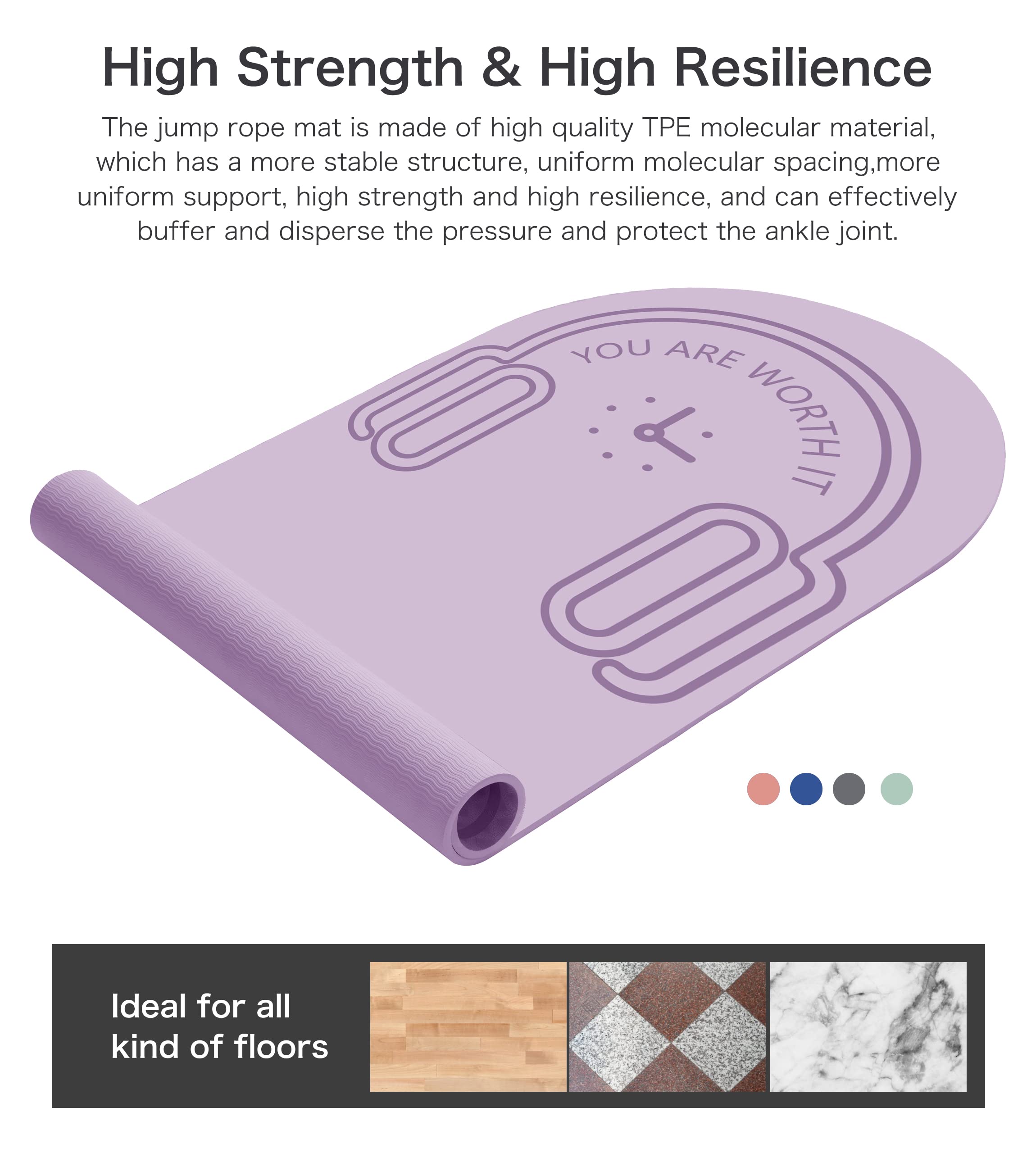 LaiEr Tapis de corde à sauter, protection des genoux, absorption des chocs, tapis d'exercice antidérapant pour salle de sport à domicile (vert, 140 x 62 x 20 mm LaiEr Tapis de corde à sauter, protection des genoux, absorption des chocs, tapis d'exercice antidérapant pour salle de sport à domicile (vert, 140 x 62 x 20 mm