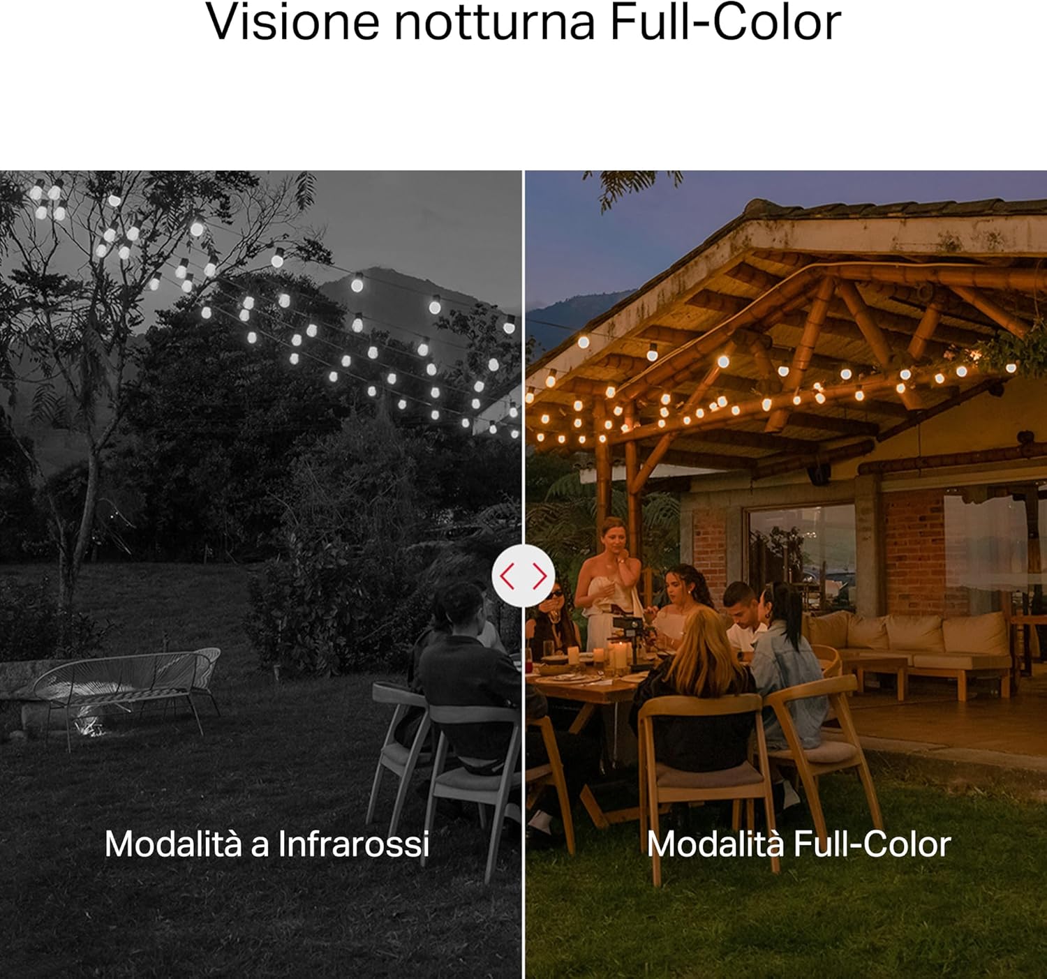 MERCUSYS MC510 camera mounted on a pole, showing 360-degree rotation capability.