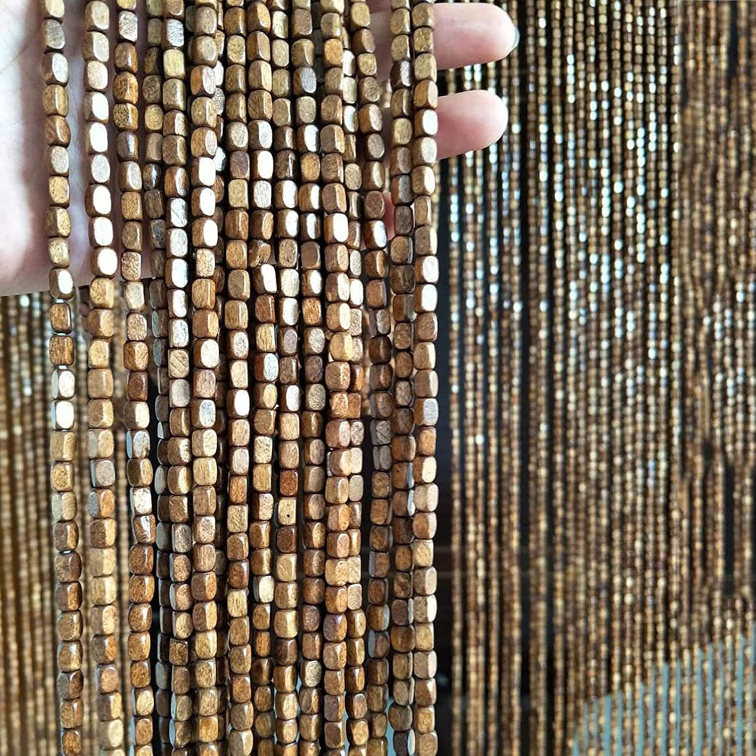 Rideau de perles en bambou pour porte artisanale de haute densité