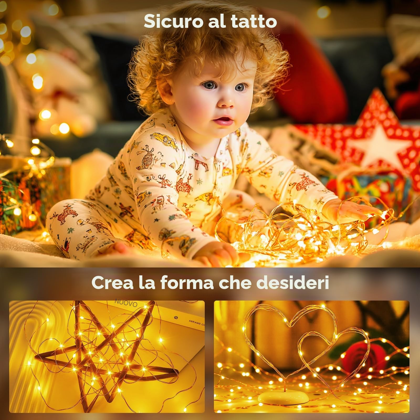 btfarm Ghirlanda luminosa per interni con telecomando, 50+5M 500 LED Ghirlanda per esterni con timer IP65 impermeabile, 8 modalità filo di rame luci fatate per camera da letto Natale matrimonio festa