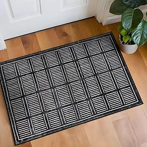 Rugshop Bohemian Stripe Lines Washable Non Slip Area Rug 2' x 3' Black