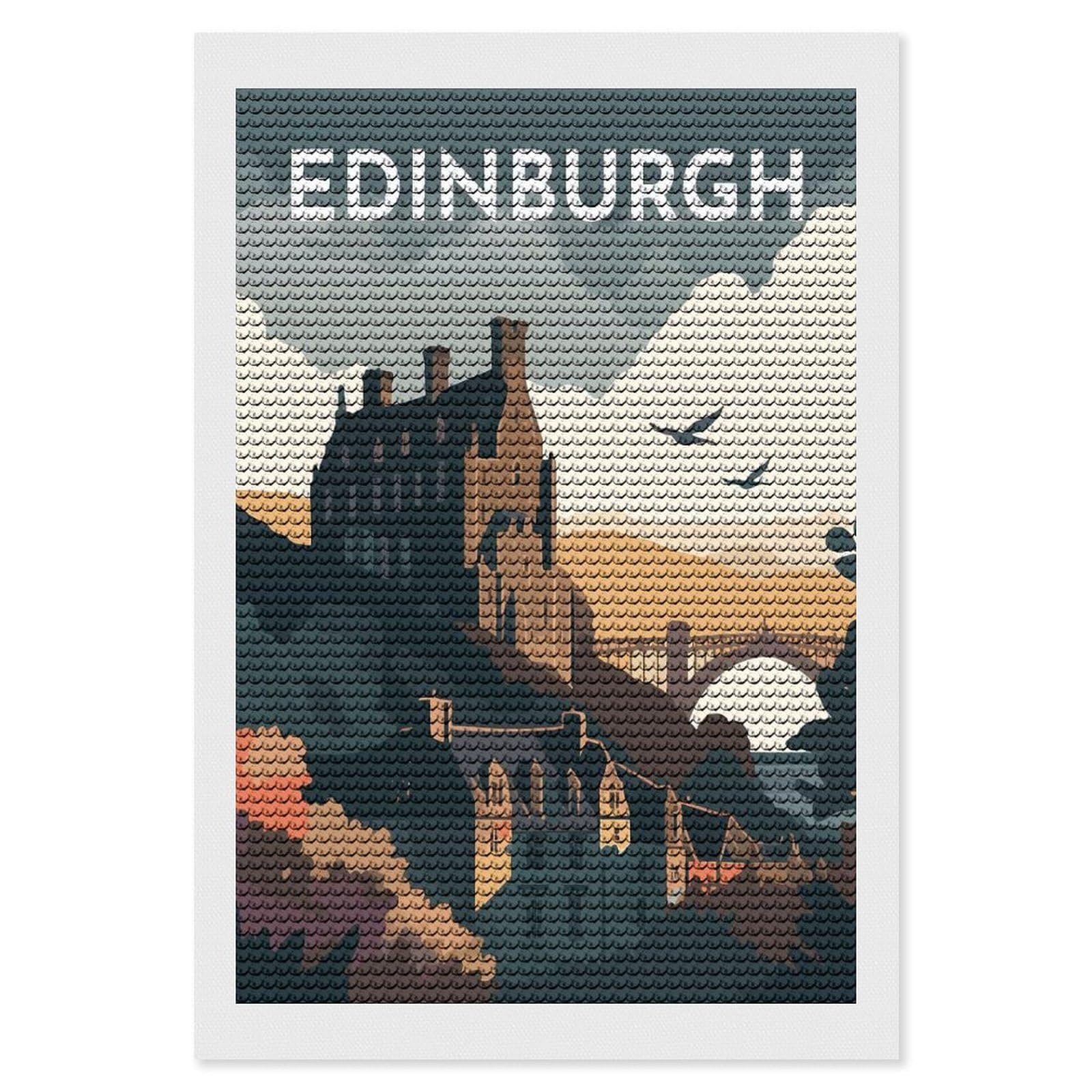 Junmoney Edinburgh Cityscape Full Drill Diamond Painting Kit 8"x12", for Teens, Calming Craft to Unwind, Home Wall Decor, Christmas Gift