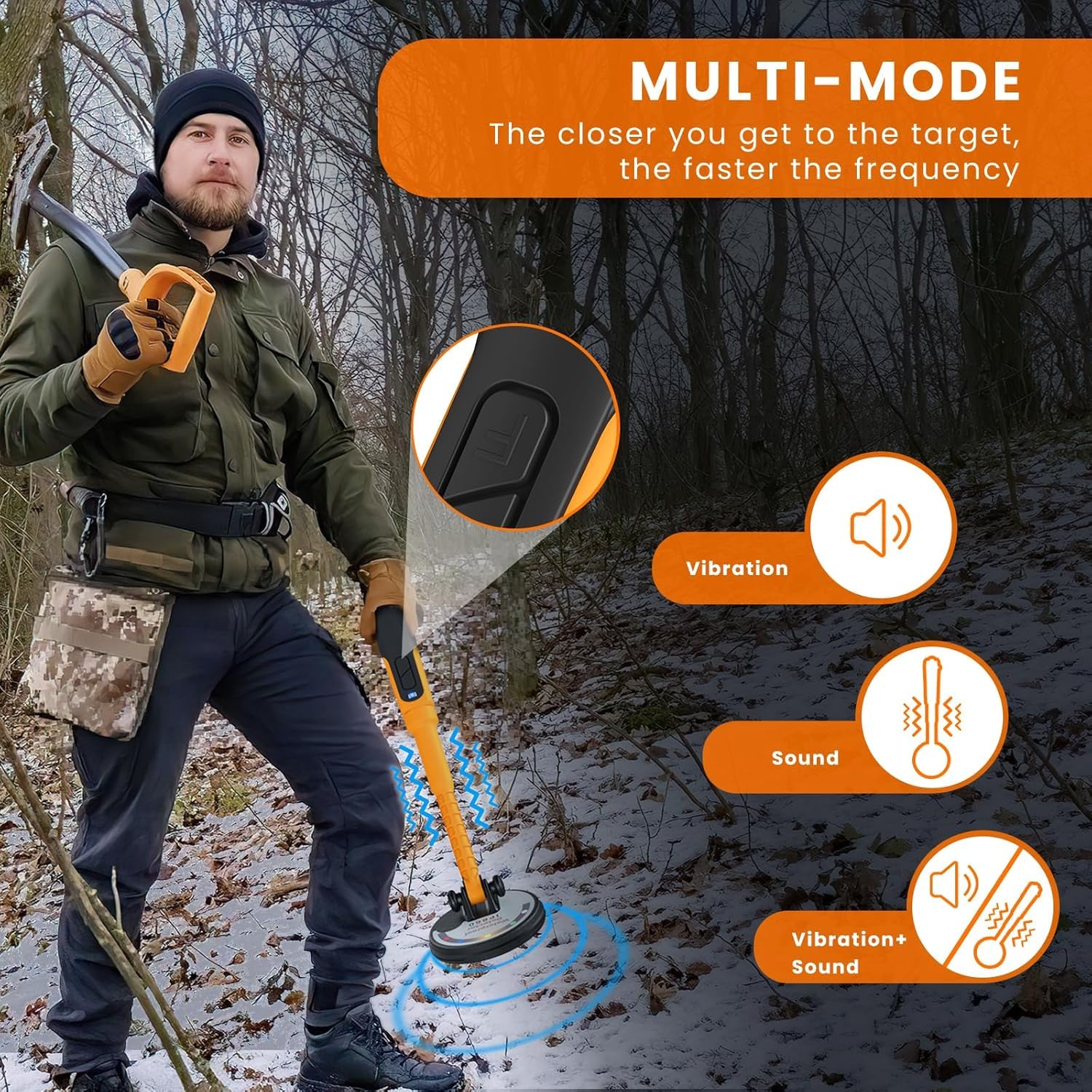 Metal Detector subacqueo Impermeabile Fino a 60 m, Portatile con Vibrazione, Luce e Segnale sonoro: Ideale per Caccia al Tesoro e Ricerca di Metalli!
