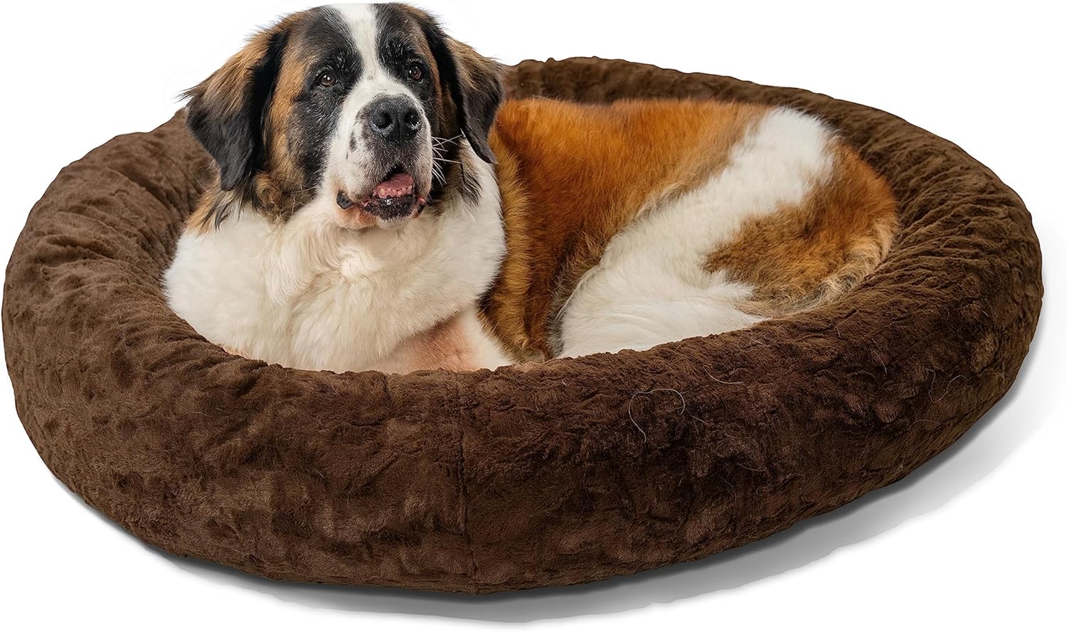 Best Friends by Sheri The Original Calming Donut Cat and Dog Bed in Lux Fur Dark Chocolate, Extra Large 45x45 Extra Large 45" Bed Only Lux Dark Chocolate