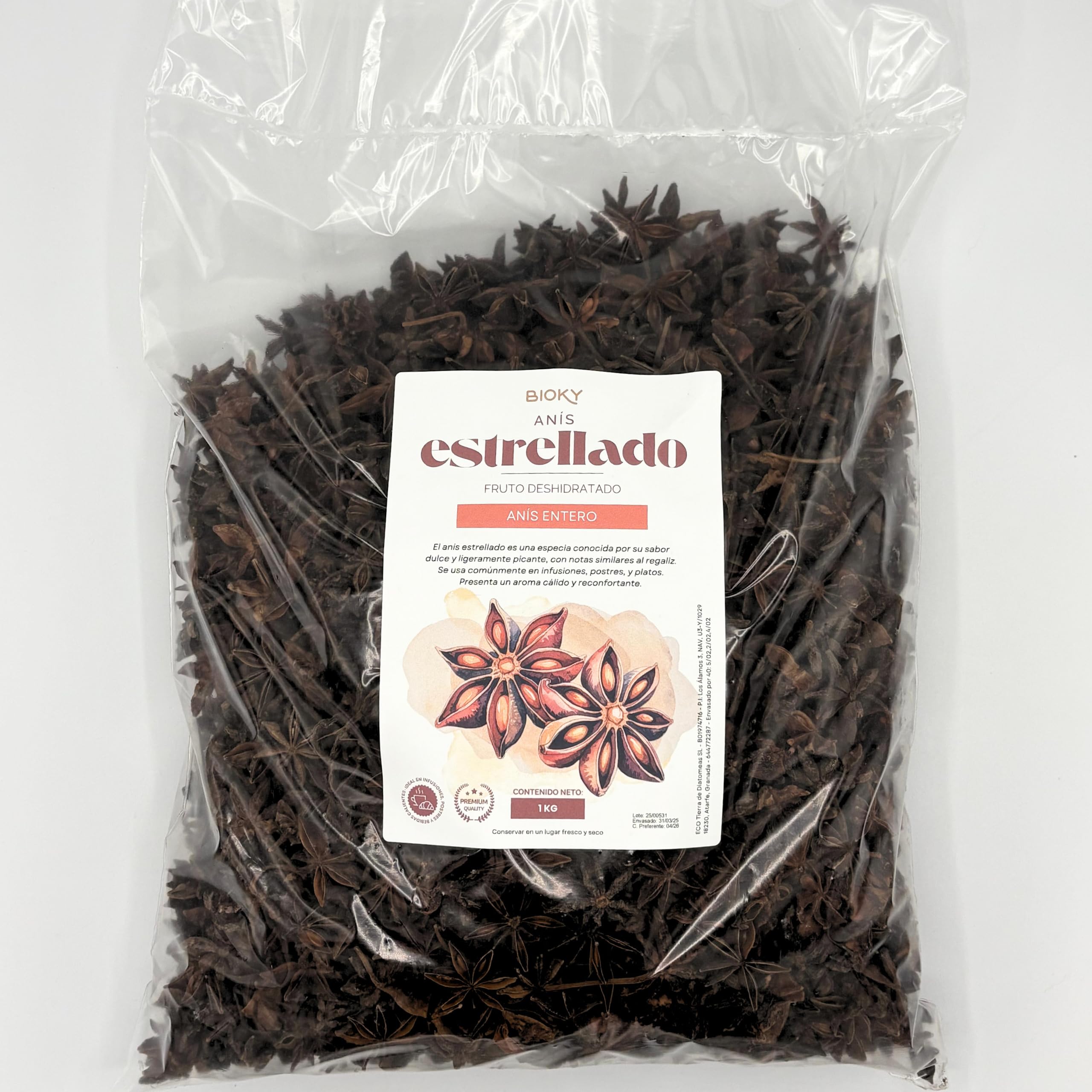 Anís Estrellado Entero 1kg – Para Infusiones, Especias, Postres o Tés Aromáticos – Suave Aroma Dulce y Ligeramente Picante - Natural y a Granel – Múltiples Usos: Decoración, Velas DIY, Jabones