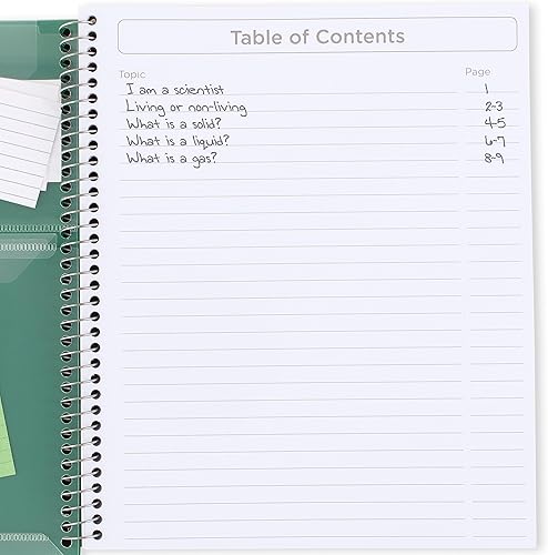 Miniatura 2 de Five Star Cuadernos interactivos en espiral para tomar notas, paquete de 3, 1 materia, papel de rayas anchas, 11 x 8-12 pulgadas, 100 hojas, verde