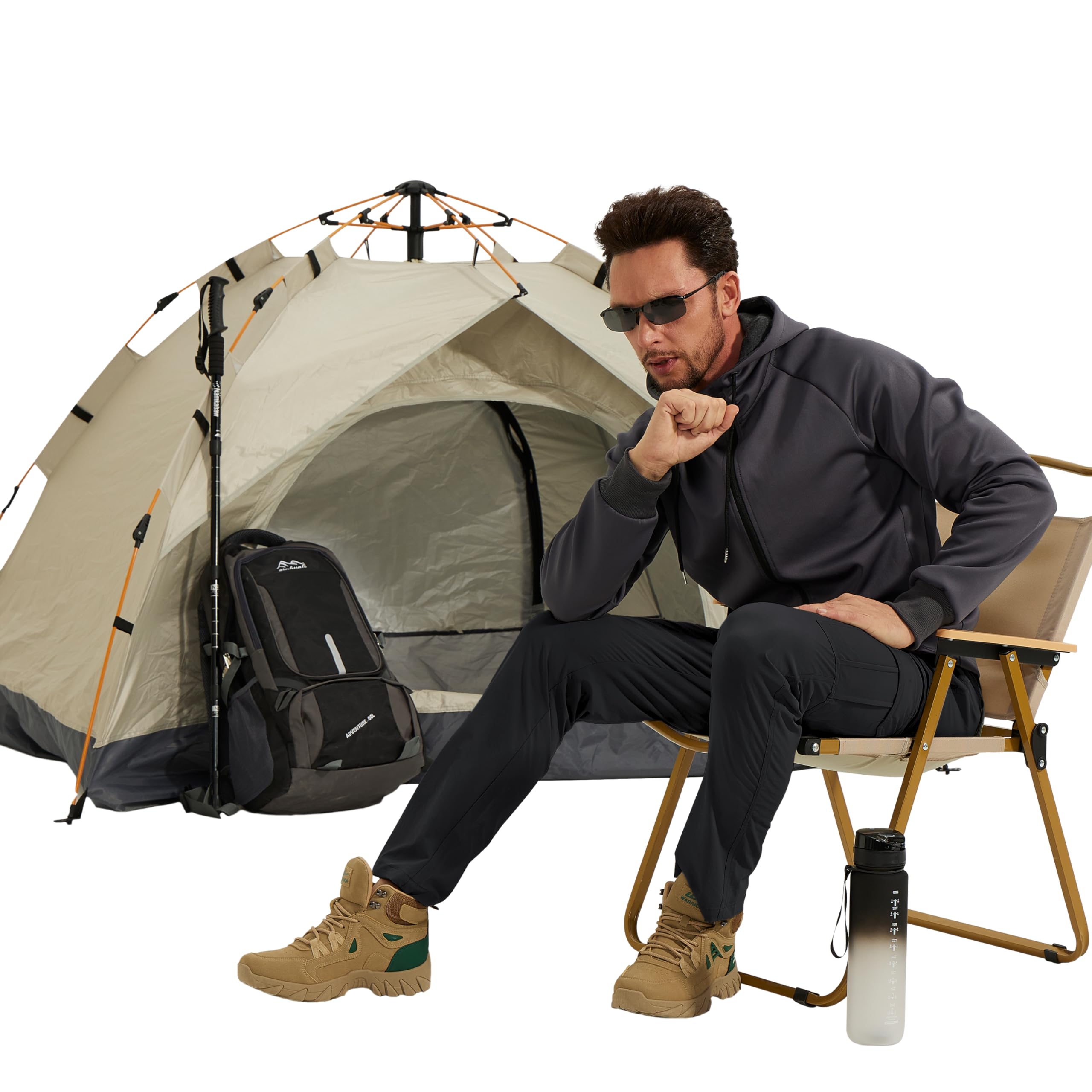 NATUVENIX Wanderhose Herren Leichte Atmungsaktiv Outdoorhose mit 7 Taschen | Schnelltrocknende Stretchstoff, wasserabweisende Beschichtung, ideal für Somme Reisen,Arbeitsanwendungen und Außeneinsätze.